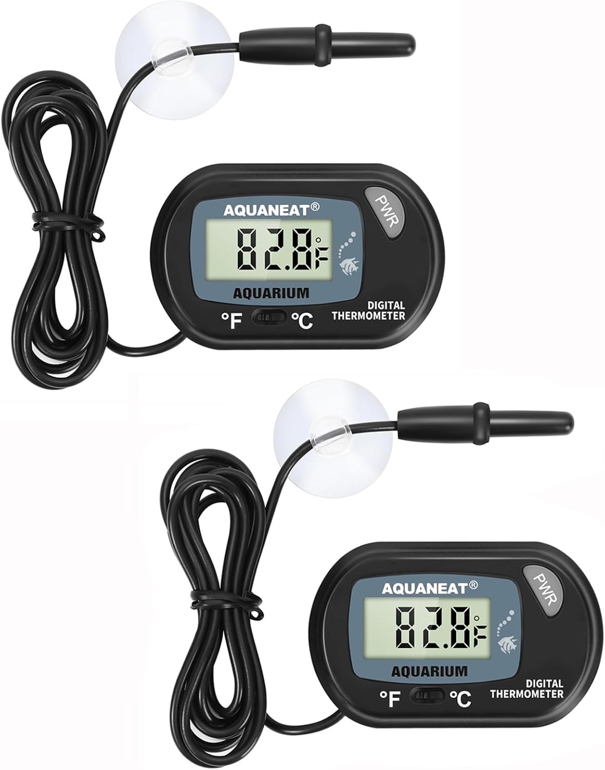 AQUANEAT 2 Pack Aquarium Thermometer, Fish Tank Thermometer - 2.3" (L) x 1.5" (W)