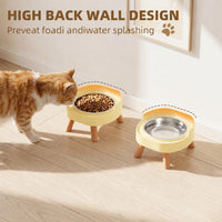 Elevated Cat Bowls, 2P Raised Cat Food and Water Bowl Set for Indoor Cats, Splash Proof with 2 - 2P Cat Bowls - Yellow - image 2
