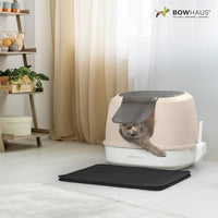 Detachable Cat Litter Box with Lid, 3-in-1 Cat Toilet of Cats, Large Space Anti-Leakage Cat Litter Box with Scoop, Cat Mat & Odor Fitter, Blue