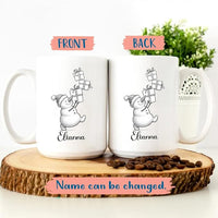Customized Snowman White Coffee Cups Gift For Daughter Son Kids, Unique Snowman Accent Coffee Mug 11 15 Oz, Personalized Name Snowmen Ceramic Teacup Gift For Boyfriend Girlfriend Birthday Christmas