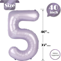 Navy Blue 1 Balloon, Number Balloon 40 Inch - Lilac / Number 5 - image 2