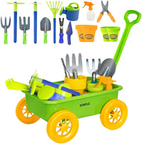 Dimple Garden Wagon & Tools Toy Set, Kids Gardening Set - Green