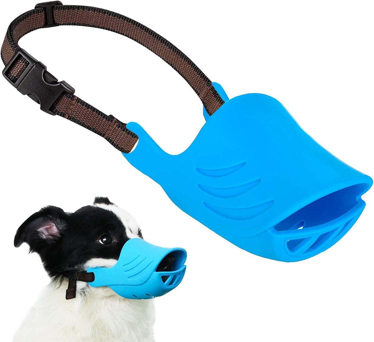 LUCKYPAW Soft Duck Silicone Dog Muzzle for Small Medium Dogs Poodle - S / Blue