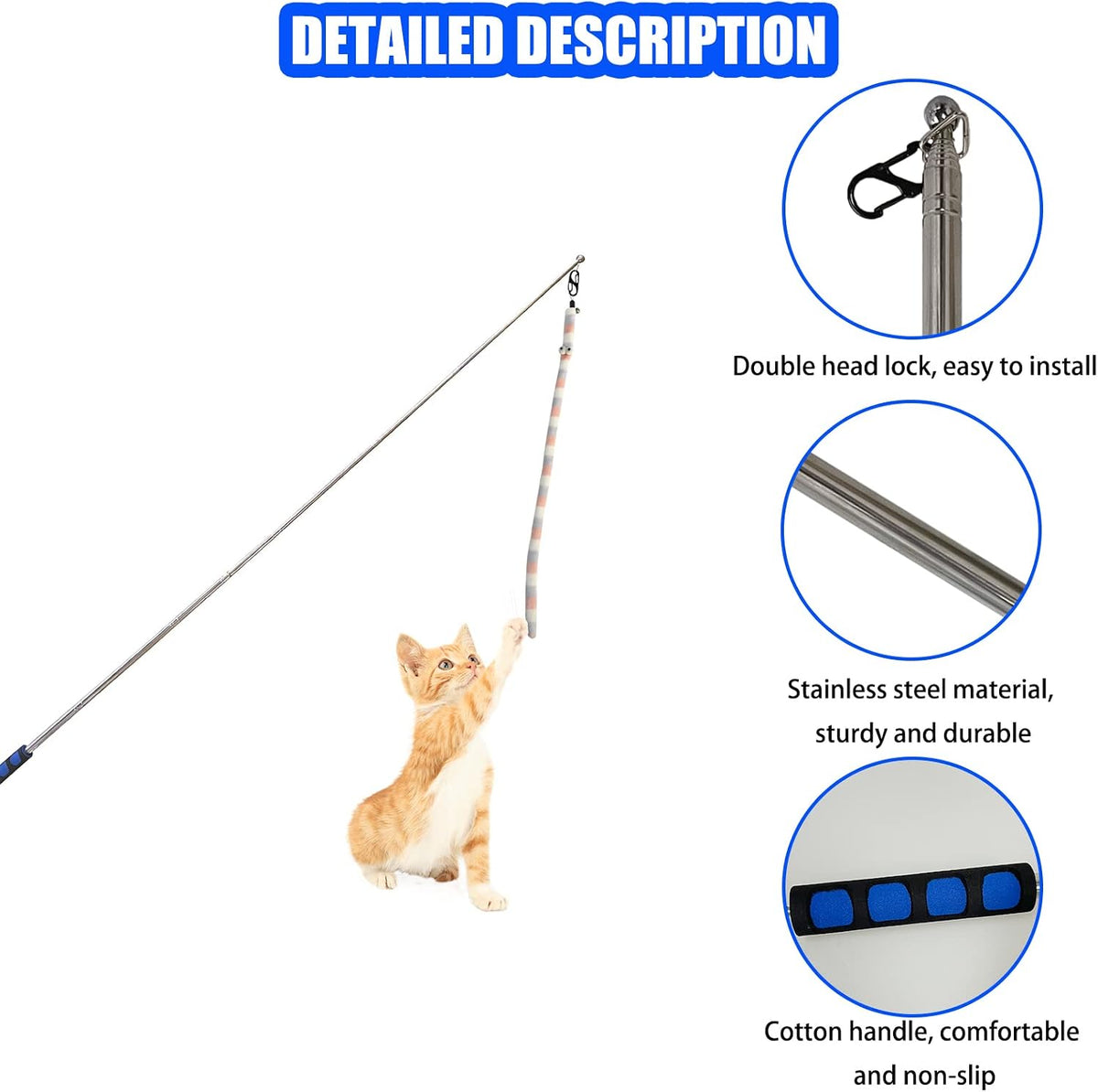 Retractable Cat Wand, Feather Teasers - image 4