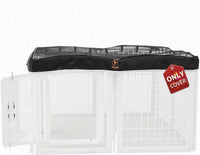 PJYuCien Playpen Top Cover for 36'' Width 4 Panel Pen, Black Paw – Essentials for Dogs - Fits Plastic 8 Panels Playpen / Cover, 48"Width, Black ( Adhesive Tape Connections )