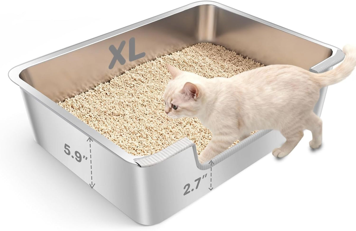 Low Entry Litter Box for Senior or Disabled & Injured Cats - XL-23.6"x15.7"x5.9"