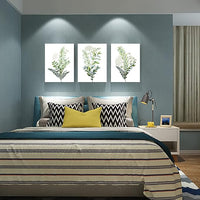 Canvas Wall Art For Living Room Large Size Wall Decorations For Kitchen Office Wall Decor Framed Canvas Print Poster Wall Painting Bedroom Green Leaves Wall Pictures Home Decor 20"X 28" 3 Piece