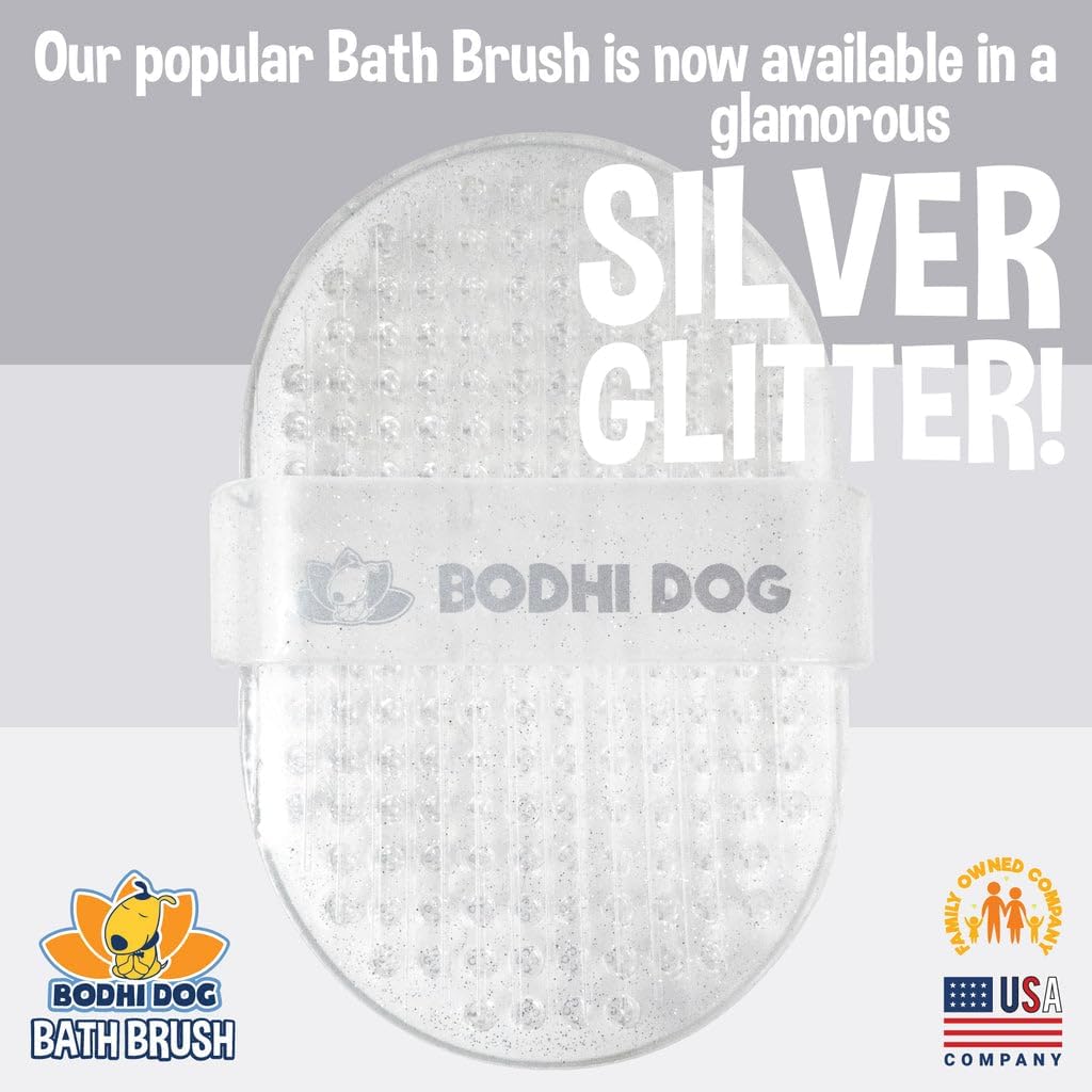 Bodhi Dog Shampoo Brush - Pet Grooming & Bath Supplies for Dogs and Cats - Bath Brush for Long - 1 Pack / Clear Silver Glitter - image 2