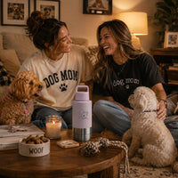 KEWIXY Insulated Dog Travel Water Bottle with Detachable Bowls - Mauve:Dog Mom / 32 Oz - image 2