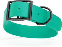 Dogline Biothane Waterproof Dog Collar Strong Coated Nylon Webbing with Black Hardware Odor- Proof for Easy Care Easy to Clean High Performance Fits Small Medium or Large Dogs, Teal