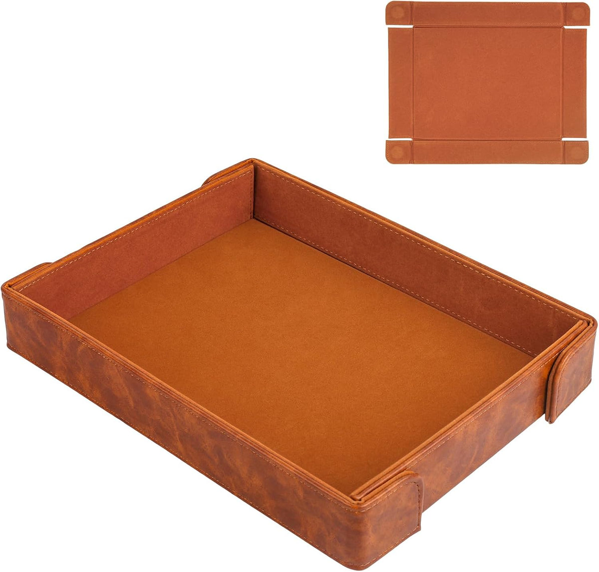 Buweeo magnetic folding PU leather dice rolling tray with red felt lining - view 3
