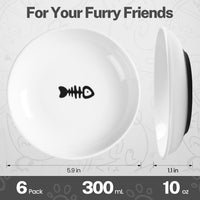 Cat Food Bowl, Whisker Friendly Ceramic Cat Bowls with Nonslip Silicone Bottom, Pack of 3 Quiet - Fishbone & Cat Paw 6 Pack - image 3