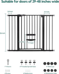 Babelio 36" Tall Pet Gate with Cat Door, CatPrivilege II, 29-40" - Black / 29-48" Wide, 36" Tall - image 2