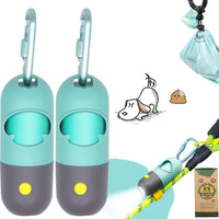 Dog Poop Waste Bags Holder with LED Flashlight - 1 Count (Pack of 2) / Crystal Blue
