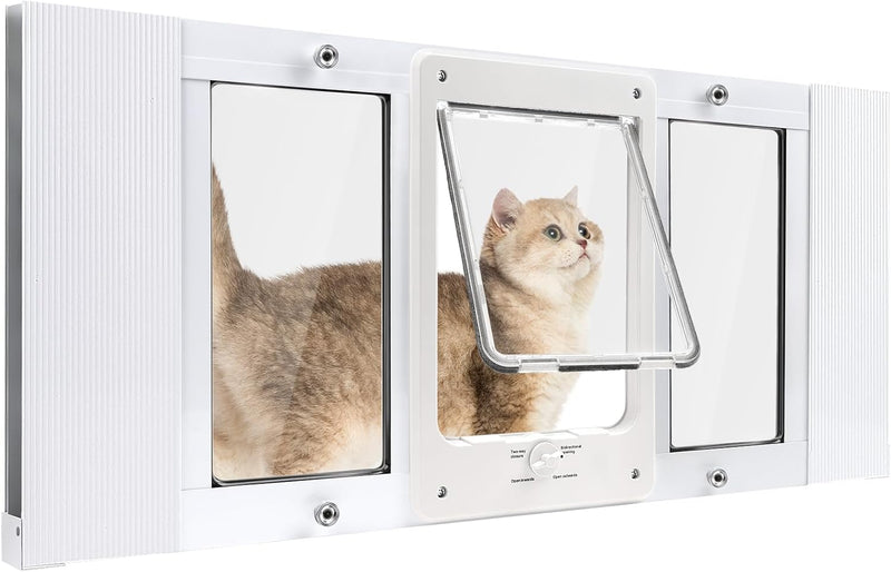 Cat Door for Window & Small Dog, Quick Damage-Free Install - XL: Fits 36"-40" Width / Extra‑Tall Height(H:15.3")