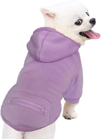 Dog Hoodies for Small Dogs with Zipper Pocket - Purple / XX-Small - image 2