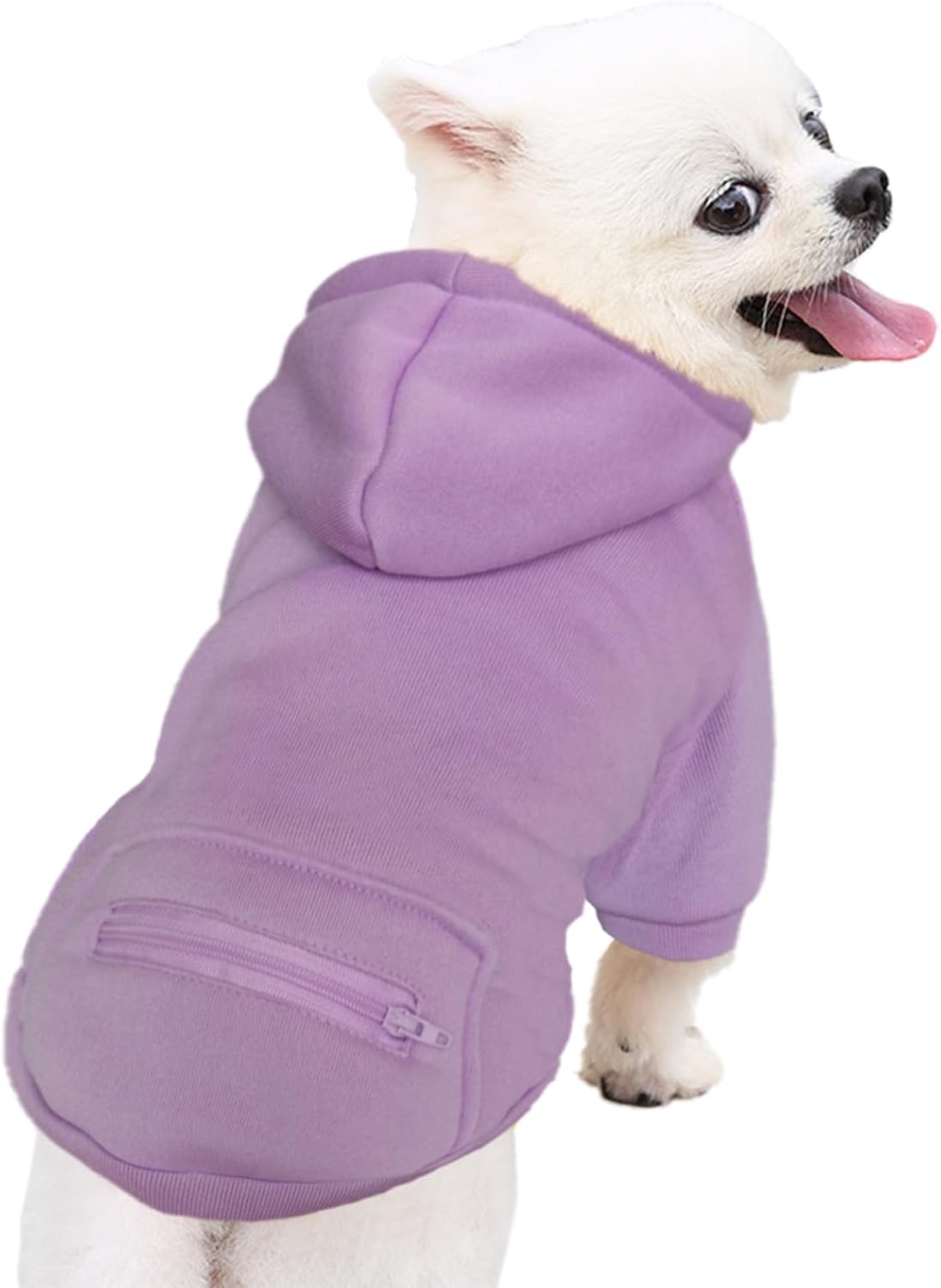 Dog Hoodies for Small Dogs with Zipper Pocket - Purple / XX-Small - image 2