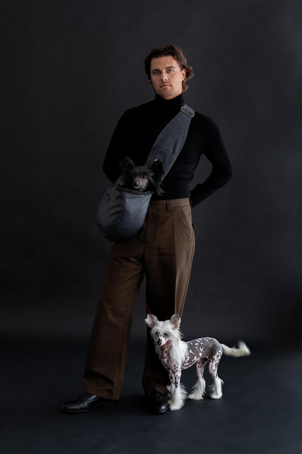 Noah & Paw Dog Sling Carrier for Small Dogs 5-18lb - Charcoal (Leather) / 18.0"L x 10.0"W x 5.5"H - image 3