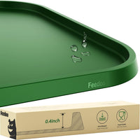 Feedoo Pet Feeding Mat [Warped Resistant Raised Edge] - 23.5"L x 13.5"W / Green