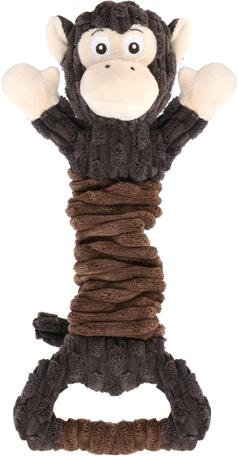 Letsmeet Plush Dog Toy with Crinkle Paper - Monkey