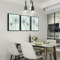 AHUASJART Black Framed Wall Art for Living Room Wall decor for Bedroom Room Decor light green background Pictures Dandelion Paintings posters kitchen Home Decorations 3 Piece Framed Prints Artworks