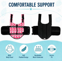 Dog Life Jacket Adjustable Dog Lifevest Swimsuit Safety Vest Apparel - A-Pink Flower / M:17-24 inch(Ribcage Girth) - image 4