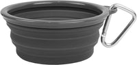 Prima Pet Expandable/ Collapsible Silicone Food & Water Travel Bowl - Grey / SMALL (1.5 CUPS)
