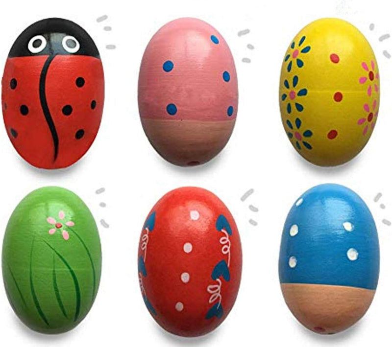 JoFAN 6 Pack Wooden Percussion Musical Shake Eggs Shakers for Kids