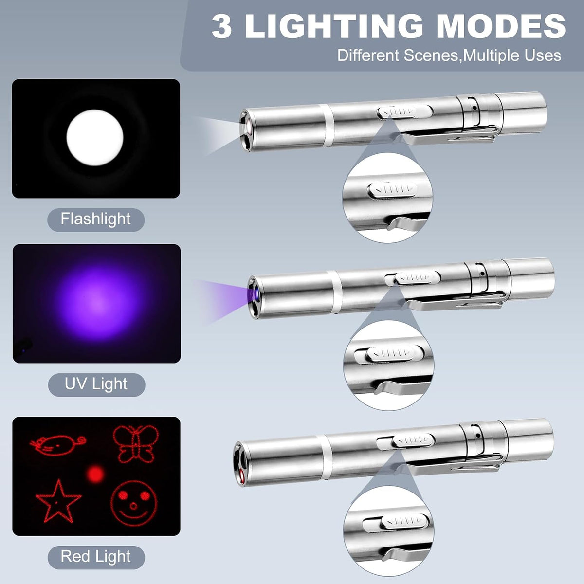 Cat Laser Pointer Toy, 3 Light Modes, 5 Fun Patterns - 1Pc - image 2