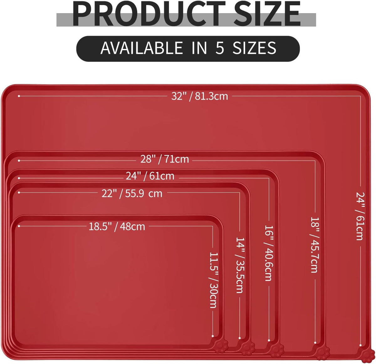 Reopet Silicone Pet Feeding Mat - Red / 24" x 16" - image 2
