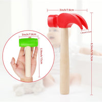 Waenerec toy hammer set with a red hammer and a green mallet in wood and plastic - view 3