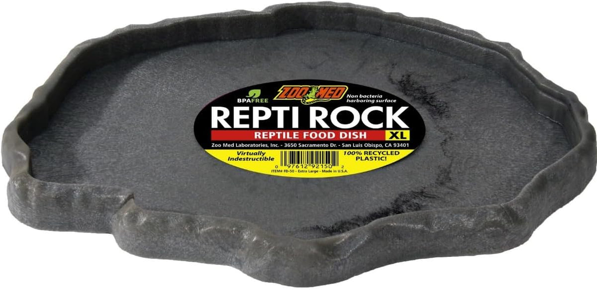 Zoo Med Reptile Rock Food Dish, 7.25"l x 6"w x 0.75"h - X-Large (13"l x 1"w x 9.5"h) / Standard Packaging