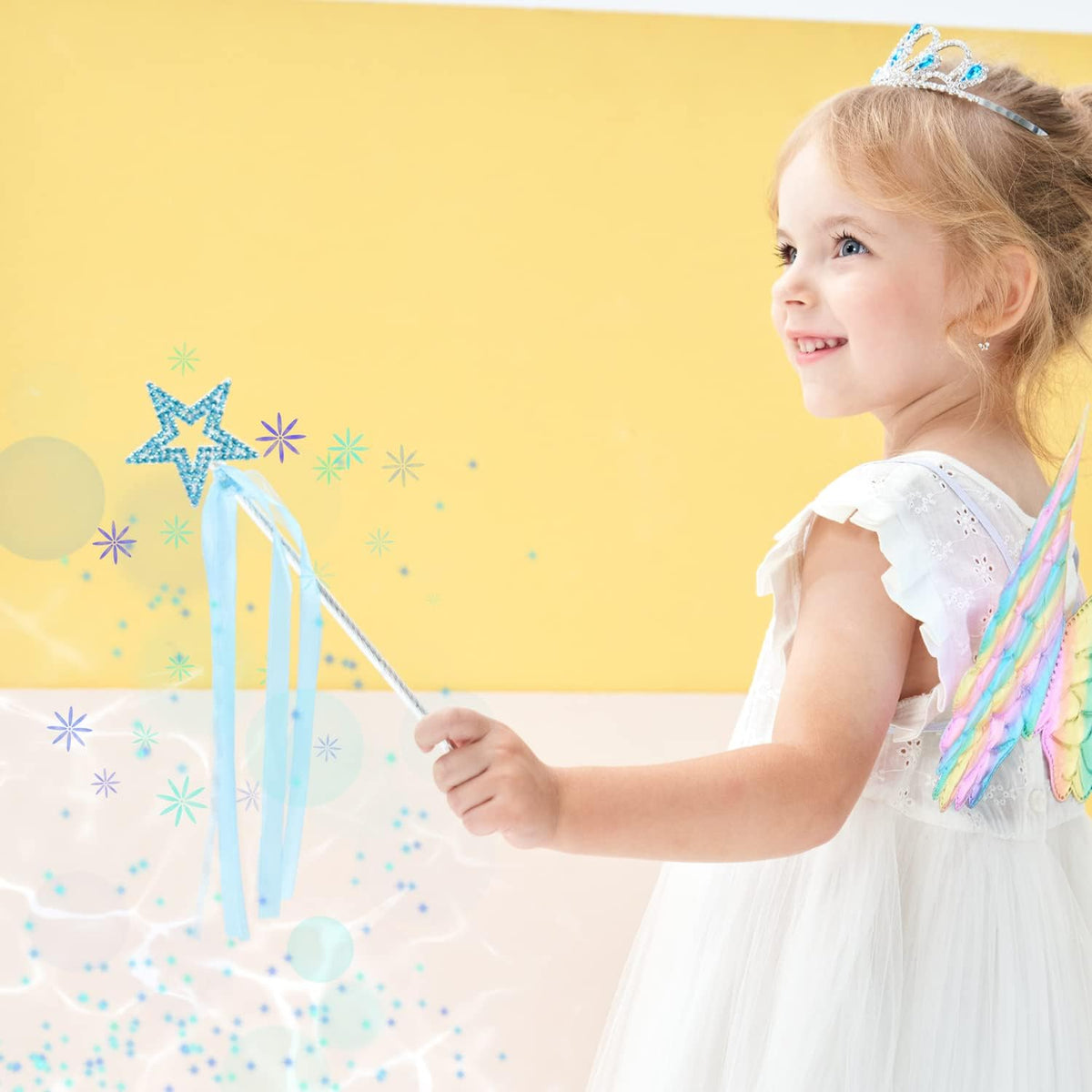 Lovelyshop Crystal Metal Star Fairy Wand with Ribbon - Blue - image 4