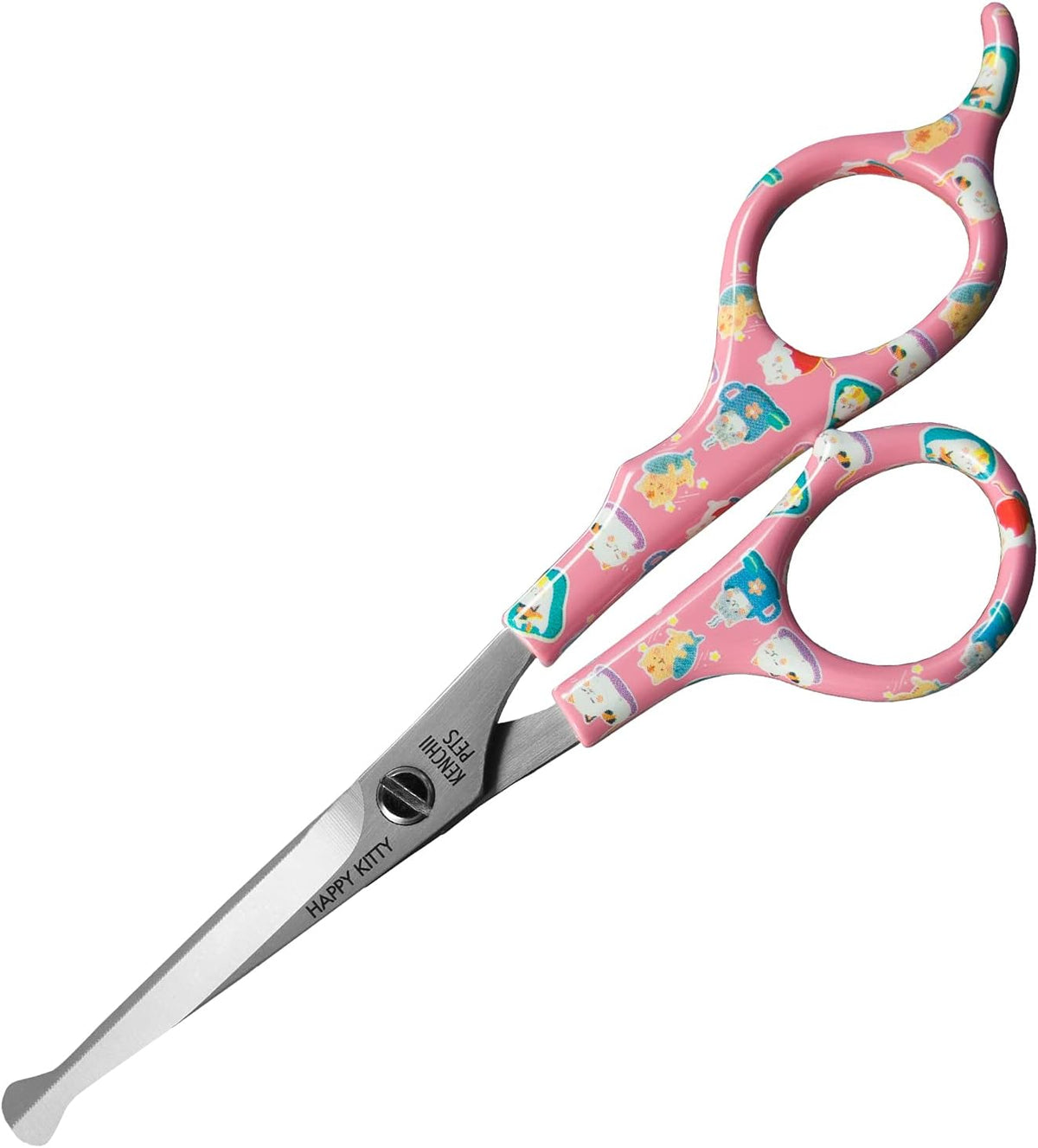 Kenchii Happy Kitty Ball Tip Grooming Scissors for Cats 5.5in Pink – Essentials for Cats - 5.5 Inch / Pink
