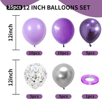 Blue Silver Balloon 12Inch Dark Metallic Blue Silver Confetti Latex - Purple and Silver - image 2