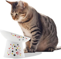 Necoichi Extra Wide Raised Cat Food Bowl, Elevated Cat Bowls to Prevent Neck & Whisker Fatigue, Dishwasher and Microwave Safe, No.1 Seller in Japan! (Sakura Limited Edition, Extra Wide Tilted)