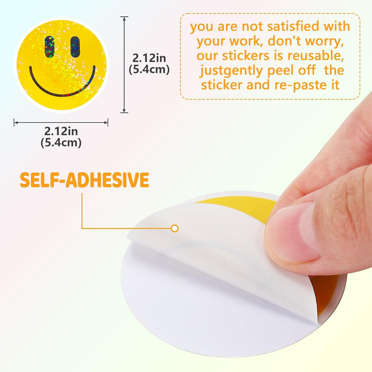 50PCS Smile Face Stickers Cute Water Bottle Stickers for Kids – Fun for Kids & Family - 50pcs Glitter Stickers - image 4