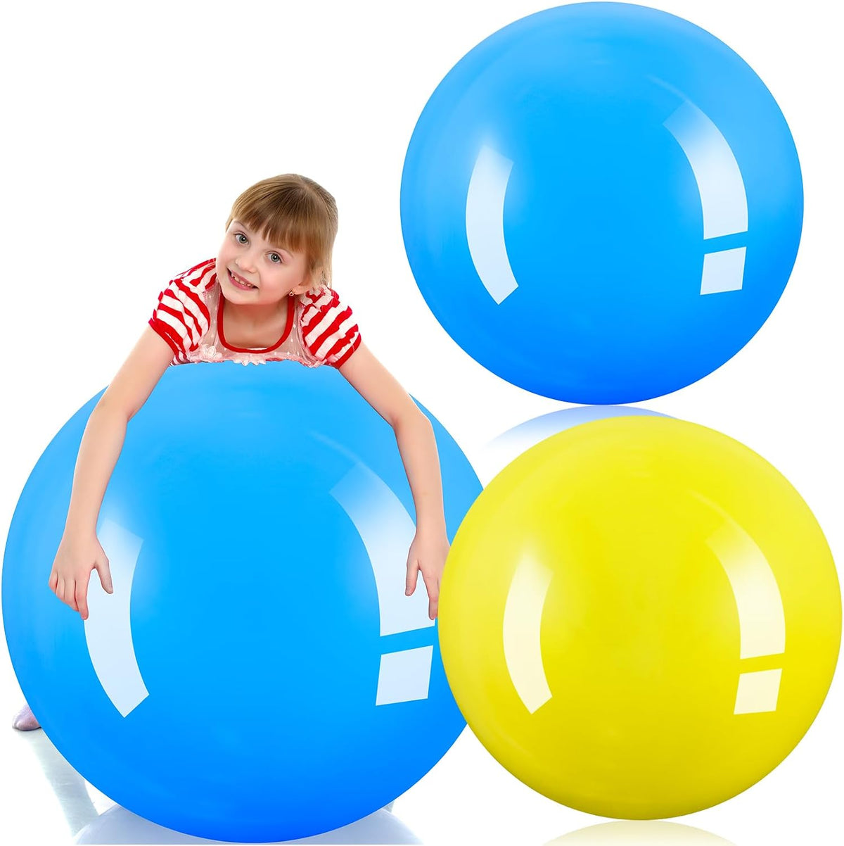 Jenaai giant inflatable bouncy balls in red and blue, 30 inches across - view 6