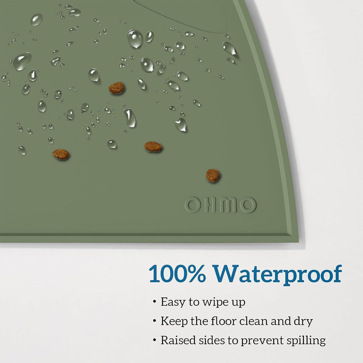 OHMO Cat Food Mat, Silicone Pet Feeding Mat, 18x9.8 - 20"L x 12"W / Camouflage Green - image 4