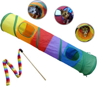 PetLike Cat Tunnel for Indoor Cats Collapsible Pop-up Pet Tube Peek - one way / Rainbow