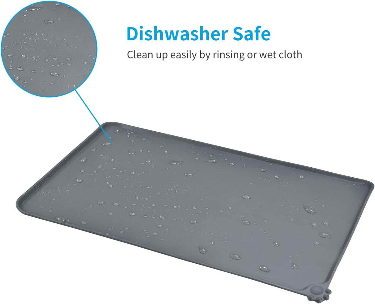 AUDWUD Waterproof Silicone Pet Feeding Mats - Grey / 18.5" x 11.5" - image 3