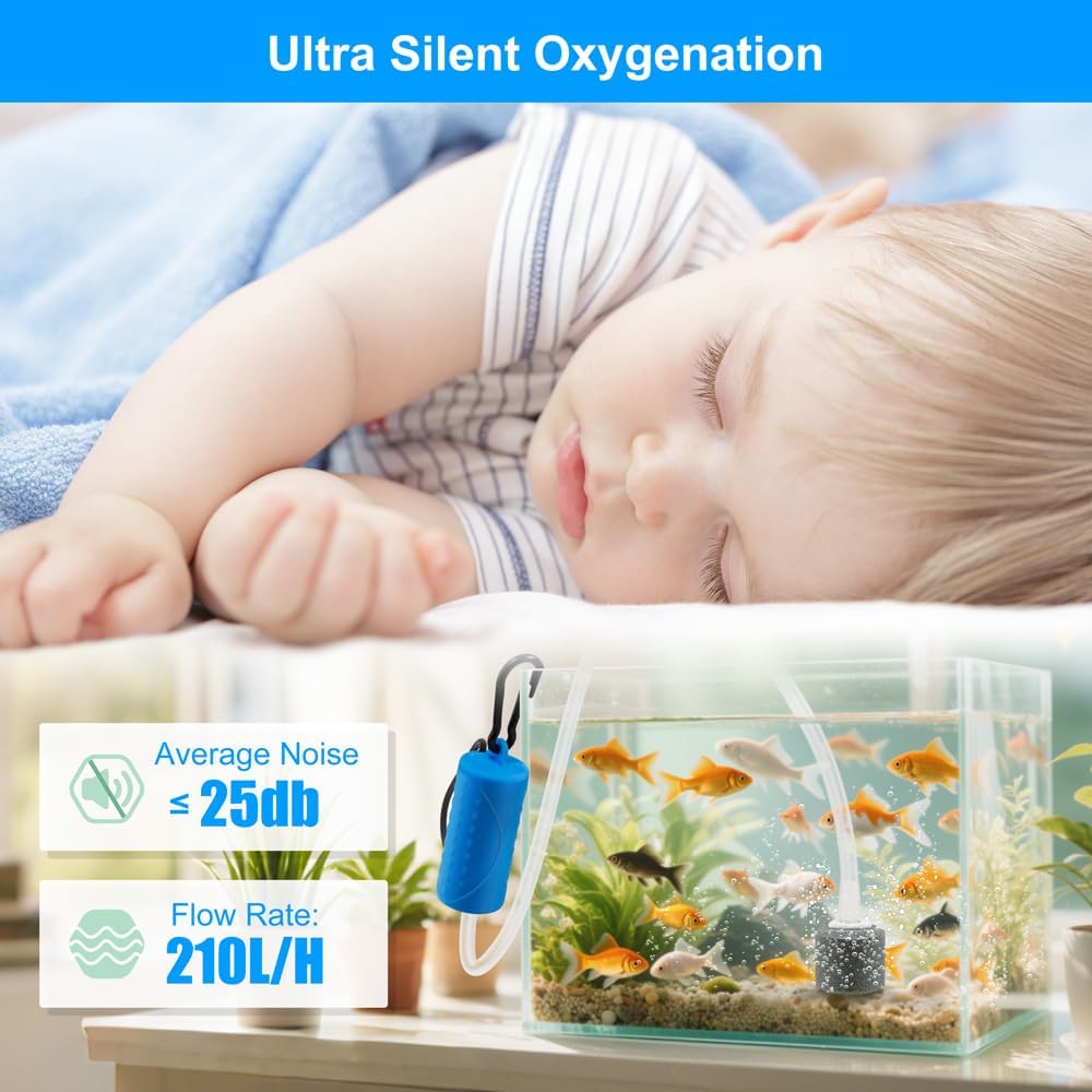 DaToo USB Mini Aquarium Air Pump Ultra Quiet Fish Tank Air Pump - 1W - image 3