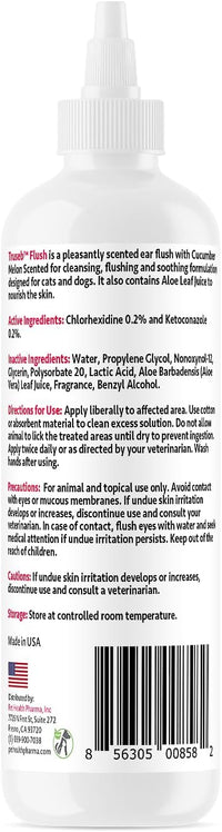 All Natural Ear Flush for Dogs & Cats, Ketoconazole & Chlorhexidine Ear and Vet-Strength Ear wash with a Light Scent (USA) (Ketoconazole & Chlorhexidine Ear Flush, 12 oz)