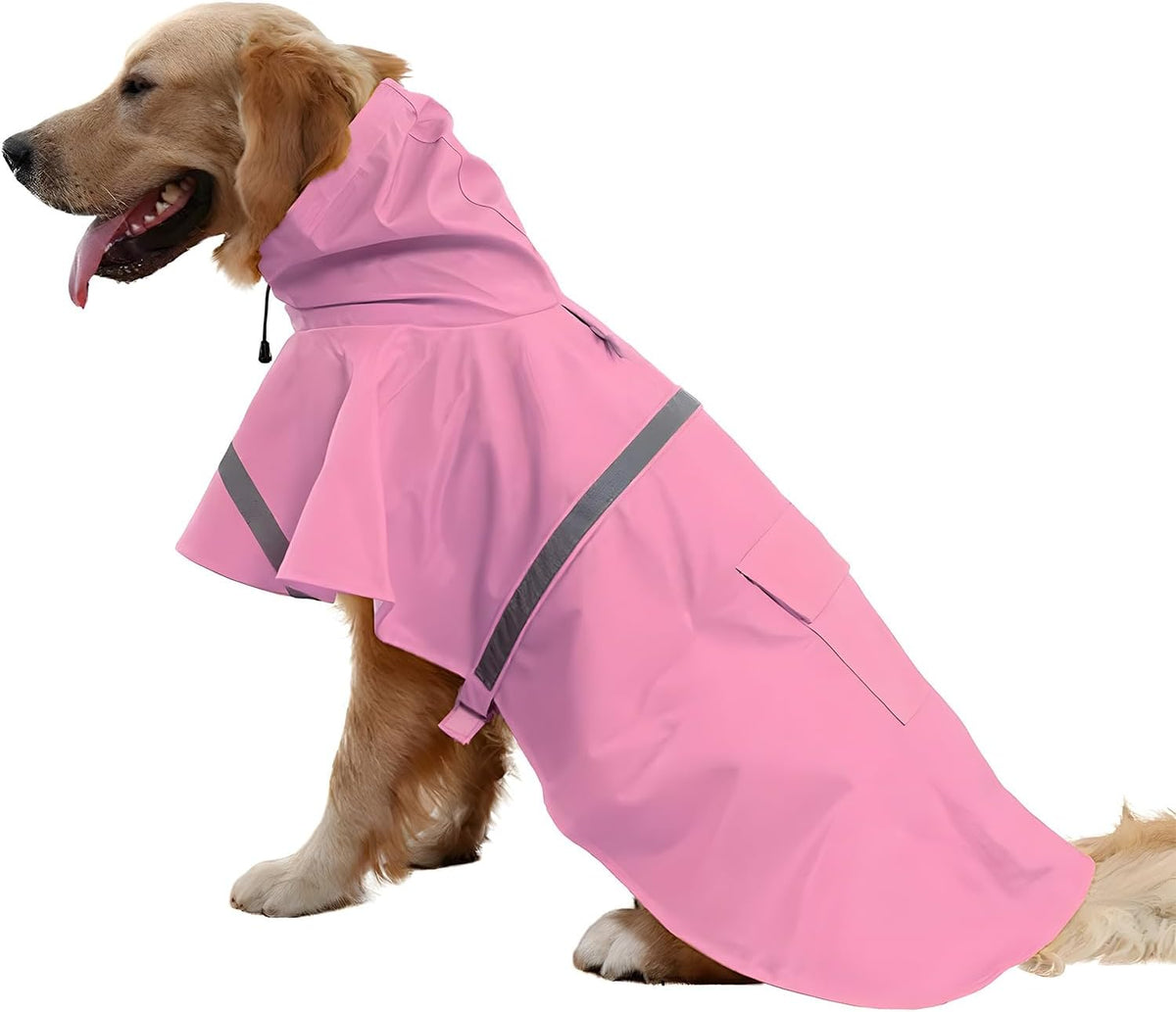 Large Dog Raincoat Adjustable Pet Water Proof Clothes Lightweight - Pink / 2X-Large (Pack of 1)