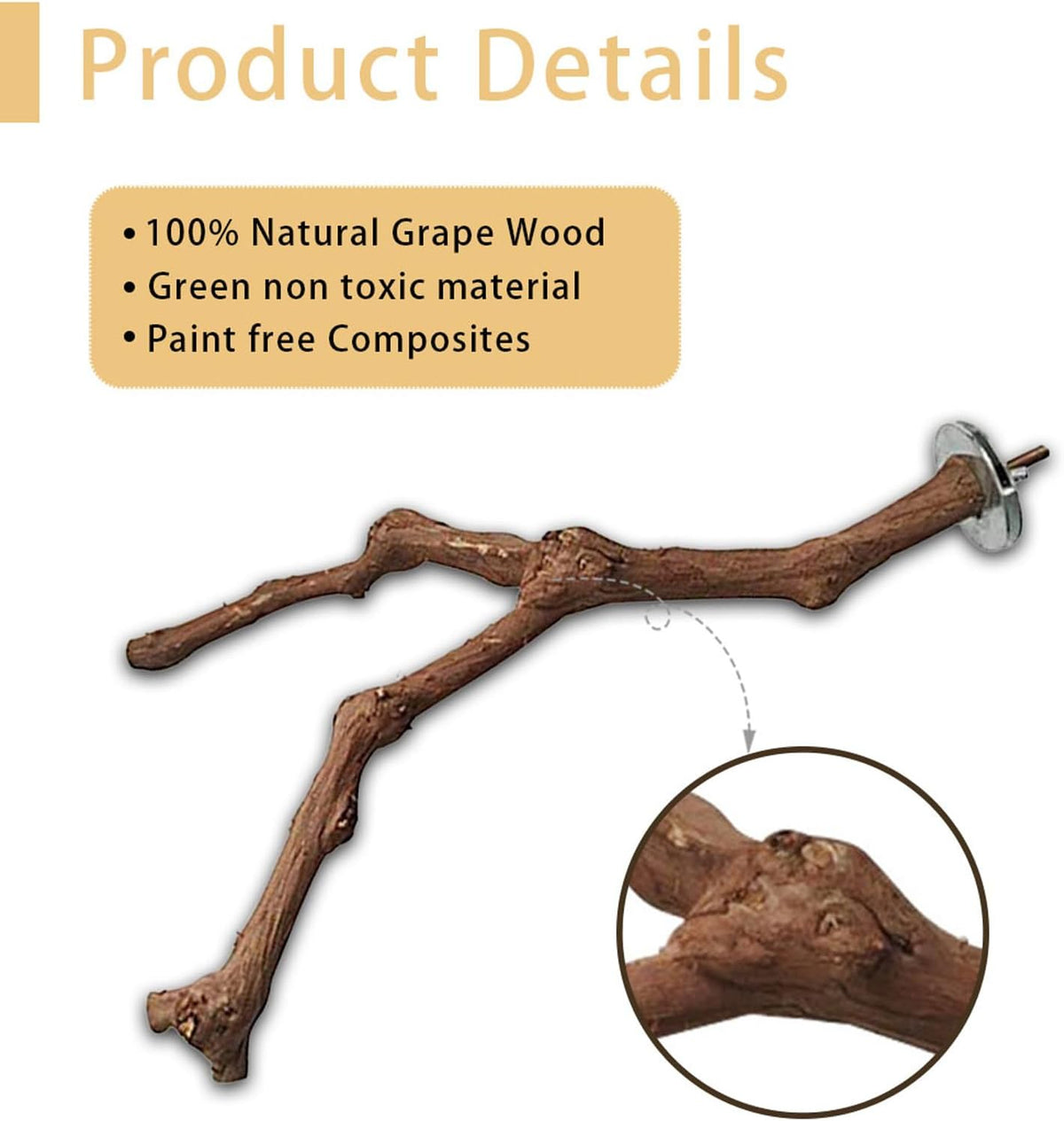 PINVNBY Parrot Perches Natural Birds Stand Wild Grape Stick Grinding - 3 PCS: - image 3