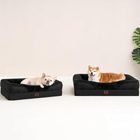 EHEYCIGA Memory Foam Dog Bed for Medium Size, Orthopedic Dog Sofa with Sides and Waterproof Liner, Washable Bolster Pet Couch with Removable Cover, 30x20x6.5 Inch, Black
