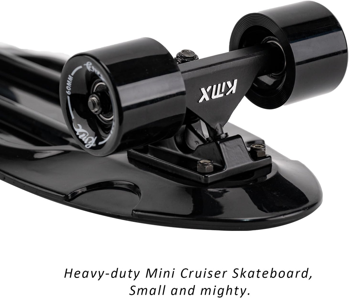 KMX Classic Retro Mini Cruiser Skateboard 22" & 27" for Boys Girls - Black+ / 22" - image 2