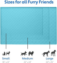 MIGHTY MONKEY 100% Waterproof Dog Food Mat, Raised Edges Silicone Pet Feeding Placemat for Cat, Dogs, Pet Bowls, High Lipped Tray Prevents Water Spills, Food on Floor, Dishwasher Safe, 22x14 Turquoise