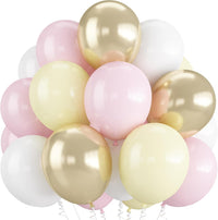Pastel Balloons Whimsical Christmas Rainbow Colorful Birthday Balloon – Fun for Kids & Family - Soft Pink Yellow White