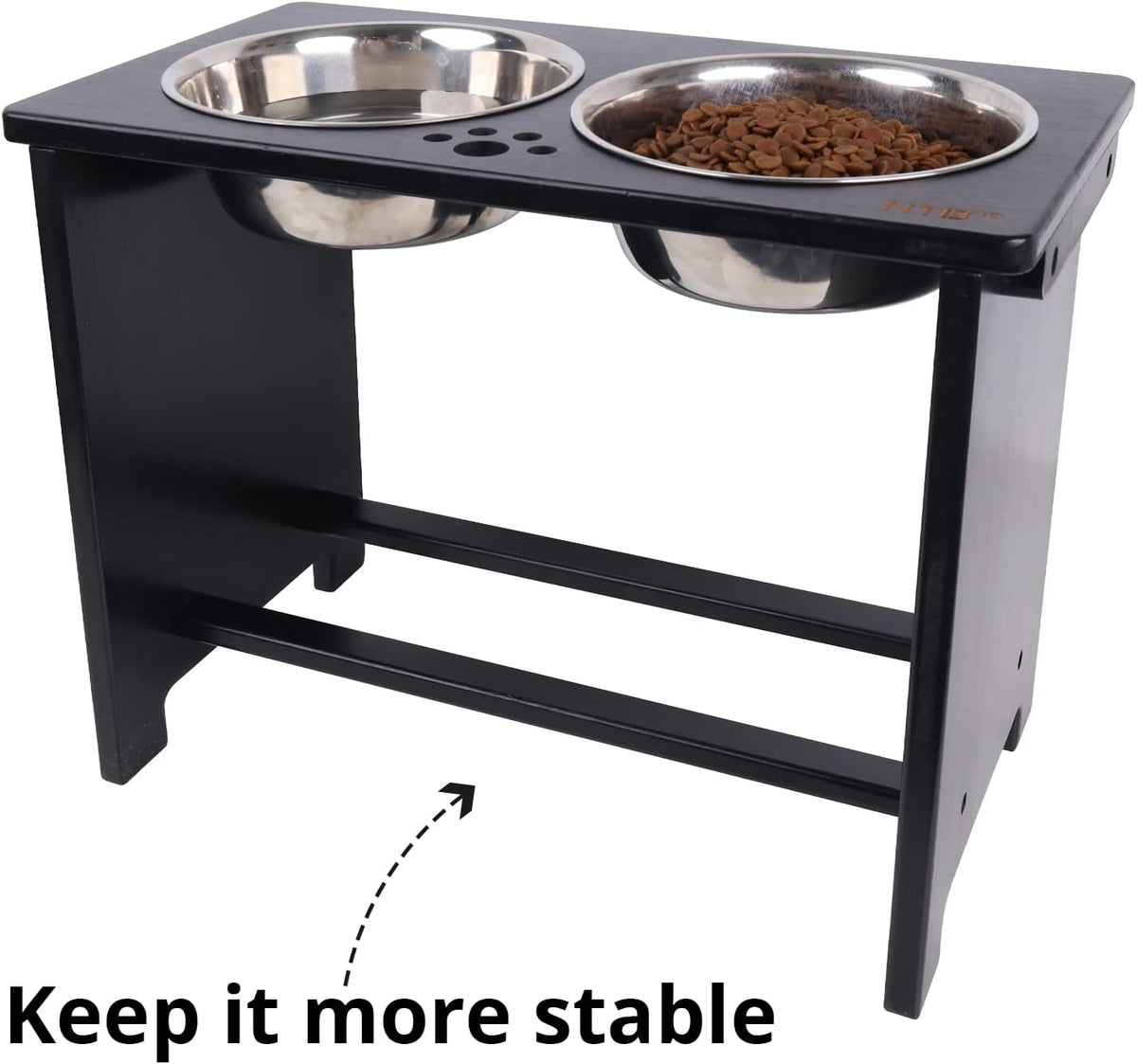 HTB Elevated Dog Bowls,Raised Dog Bowl Stand with 2 Stainless Steel Bowls,Elevated Raised Dog Bowls - X large-14"tall,48 Oz bowl / Black - image 4